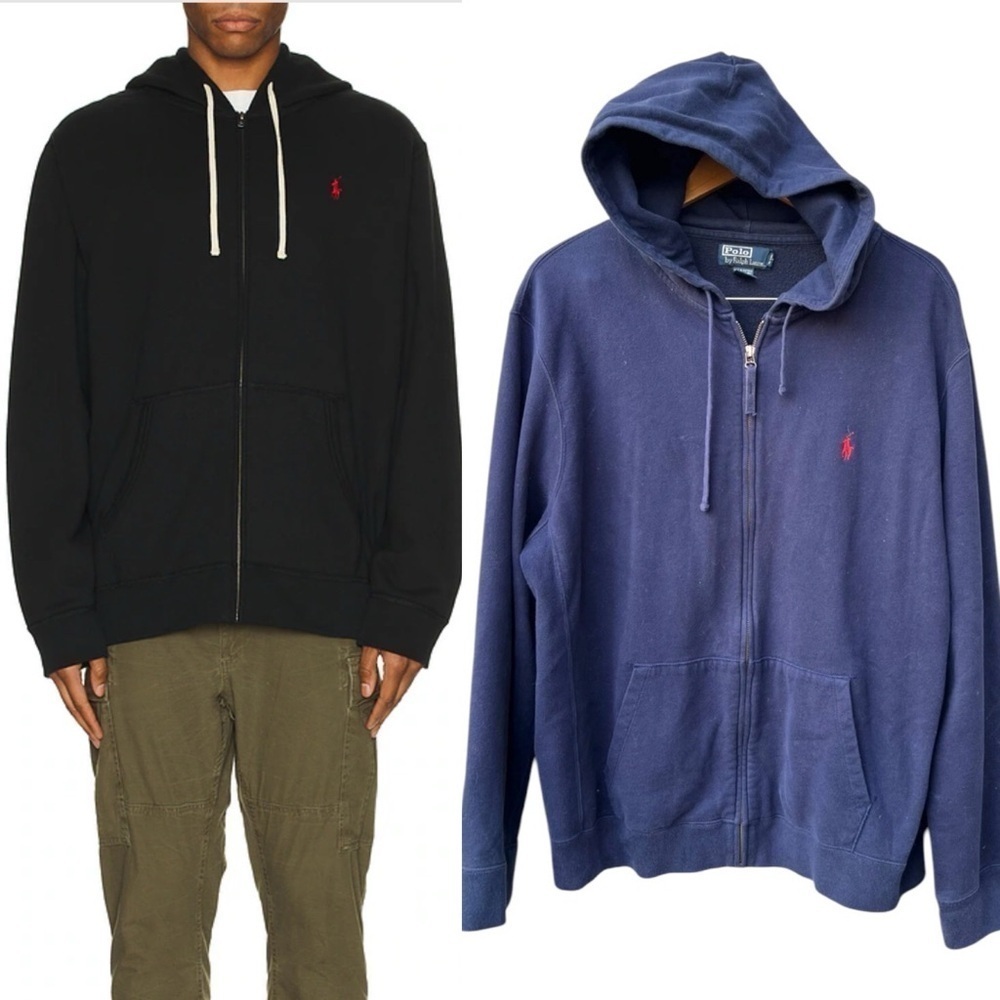 Polo Ralph Lauren Zip Up Hoodie Navy Size XL